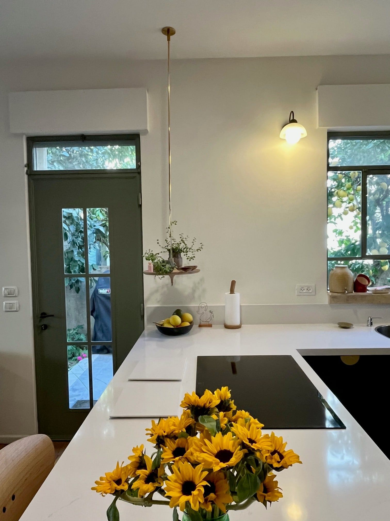 המשטח הרציף לאורך הדלפק — ירוק ומגניב בתכנון הילה עוז, מודיעין